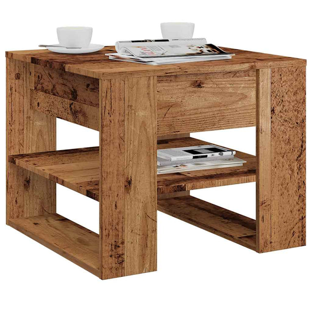 Vidaxl salontafel 55,5x55x45 cm bewerkt hout oud houtkleurig