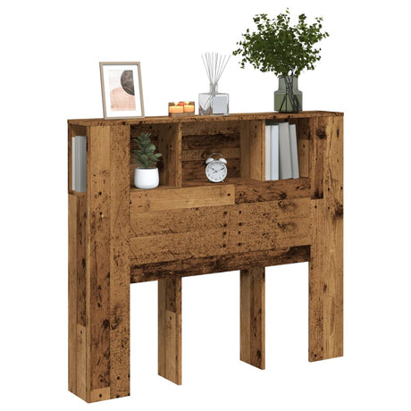 Vidaxl hoofdbordkast 120x19x104,5 cm bewerkt hout oud houtkleurig