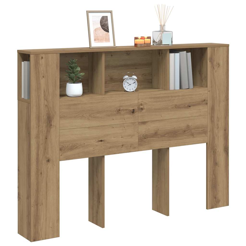 Vidaxl hoofdbordkast artisan eiken 140x18,5x102,5 cm bewerkt hout
