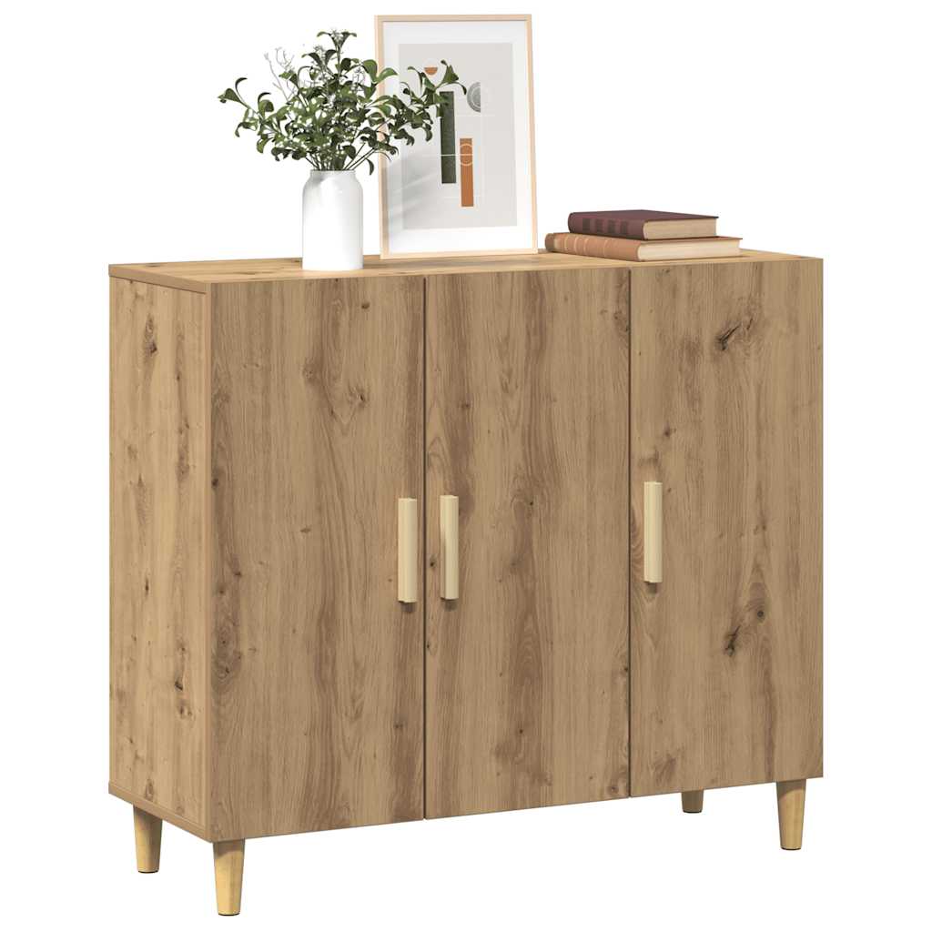 Vidaxl dressoir 90x34x80 cm bewerkt hout artisanaal eikenkleur