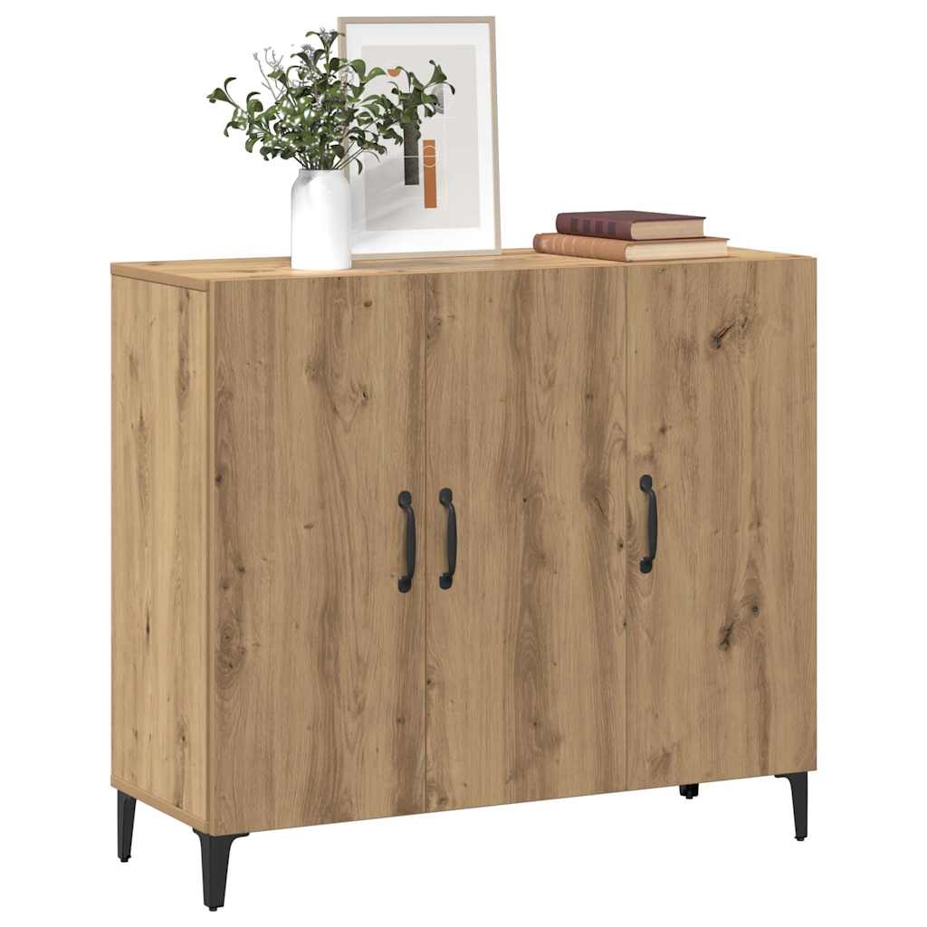 Vidaxl dressoir 90x34x80 cm bewerkt hout artisanaal eikenkleur