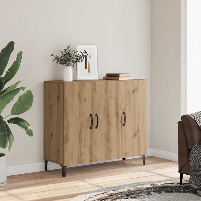 Vidaxl dressoir 90x34x80 cm bewerkt hout artisanaal eikenkleur