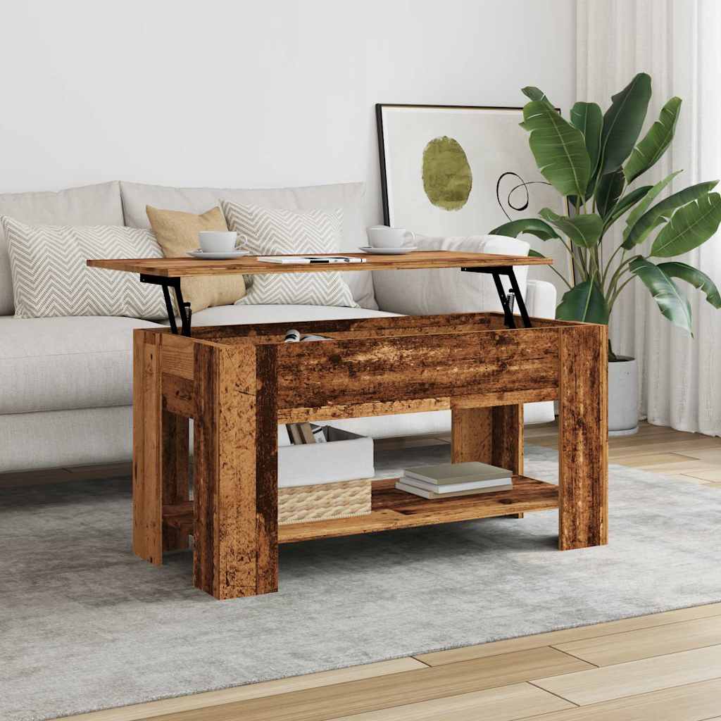 Vidaxl salontafel 101x49x52 cm bewerkt hout oud houtkleurig