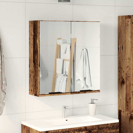 Vidaxl badkamerspiegelkast 64x20x66,5 cm bewerkt hout oud houtkleurig