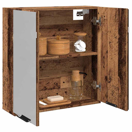 Vidaxl badkamerspiegelkast 64x20x66,5 cm bewerkt hout oud houtkleurig