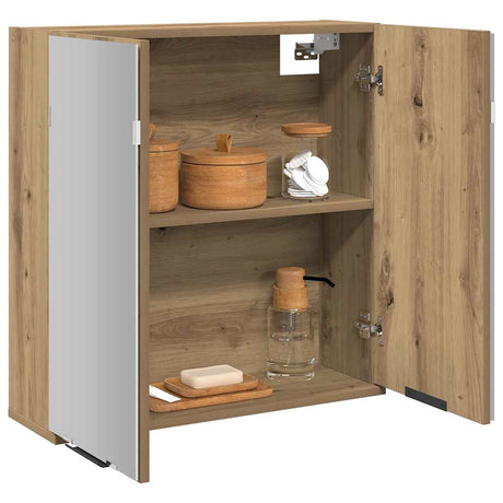 Vidaxl badkamerspiegelkast 64x20x66,5 cm bewerkt hout artisanaal eiken