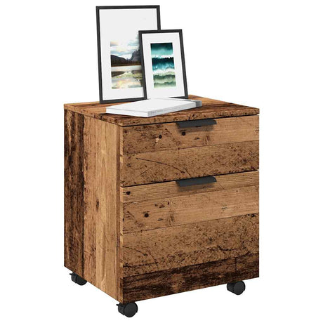 Vidaxl dossierkast verrijdbaar 45x38x54cm bewerkt hout oud houtkleurig
