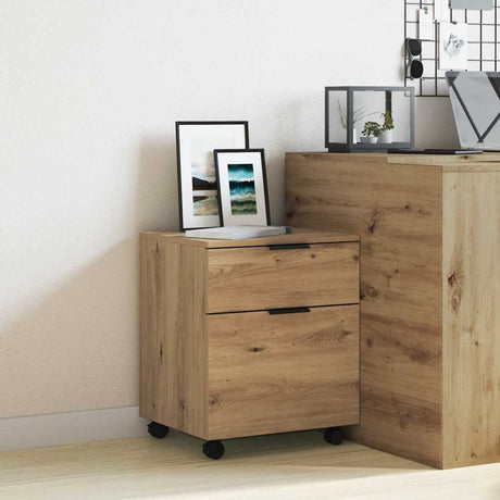 Vidaxl dossierkast verrijdbaar 45x38x54 cm hout artisanaal eikenkleur