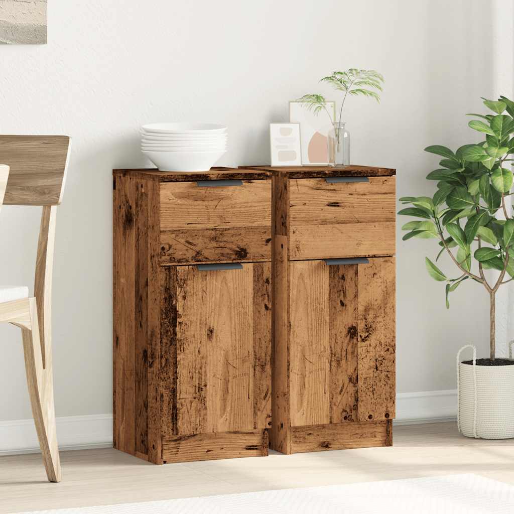 Vidaxl dressoirs 2 st 30x30x70 cm bewerkt hout oud houtkleurig