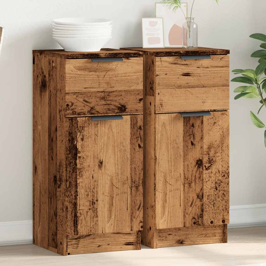 Vidaxl dressoirs 2 st 30x30x70 cm bewerkt hout oud houtkleurig