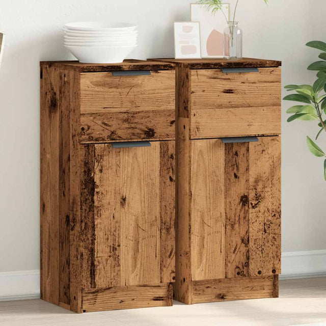Vidaxl dressoirs 2 st 30x30x70 cm bewerkt hout oud houtkleurig