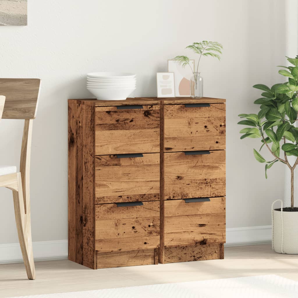 Vidaxl dressoirs 2 st 30x30x70 cm bewerkt hout oud houtkleurig