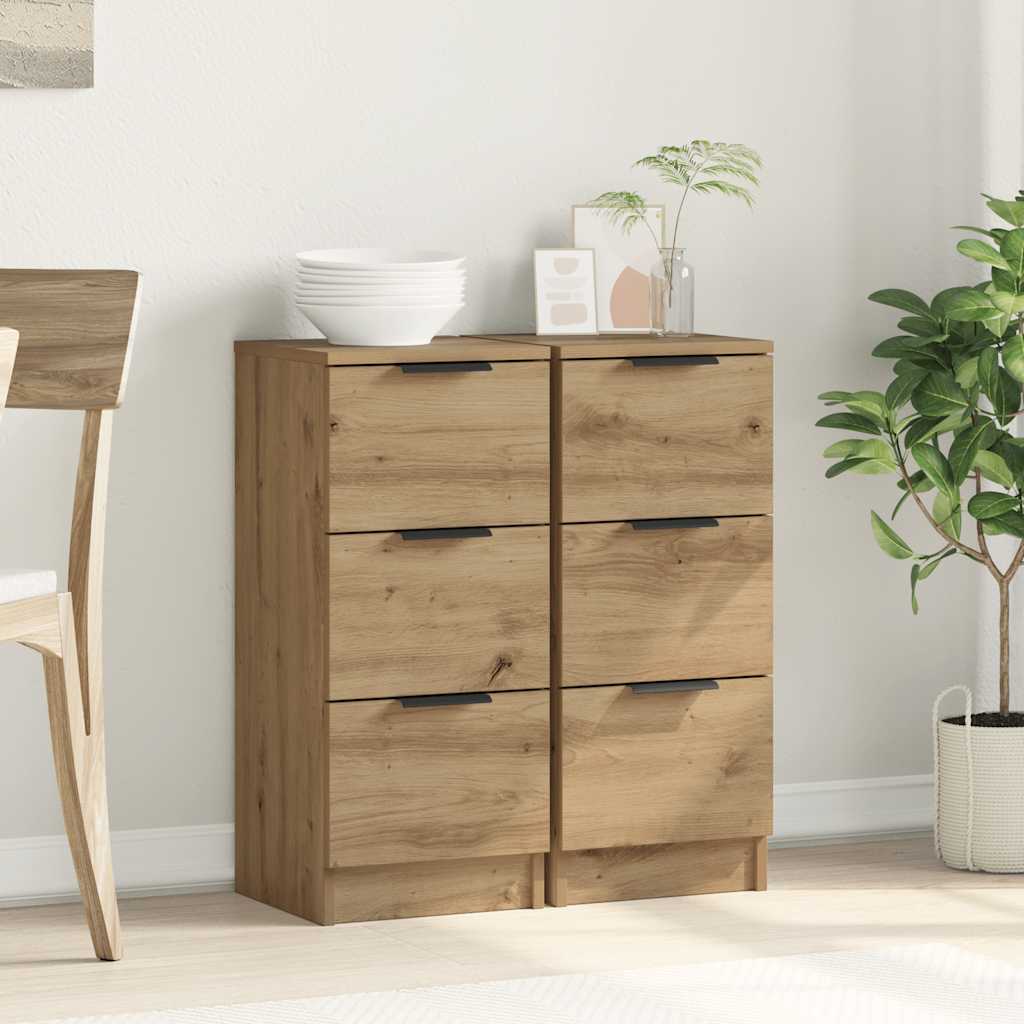 Vidaxl dressoirs 2 st 30x30x70 cm bewerkt hout artisanaal eikenkleur