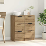 Vidaxl dressoirs 2 st 30x30x70 cm bewerkt hout artisanaal eikenkleur
