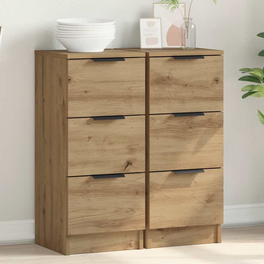 Vidaxl dressoirs 2 st 30x30x70 cm bewerkt hout artisanaal eikenkleur