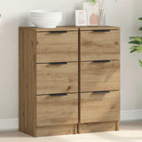 Vidaxl dressoirs 2 st 30x30x70 cm bewerkt hout artisanaal eikenkleur