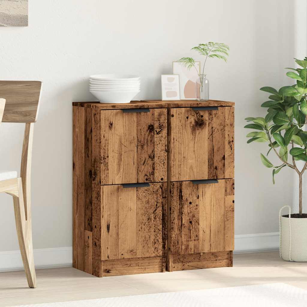 Vidaxl dressoirs 2 st 30x30x70 cm bewerkt hout oud houtkleurig