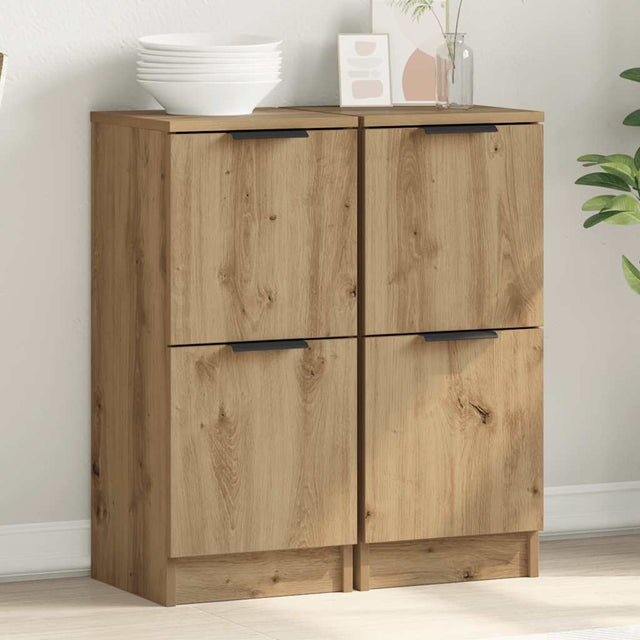 Vidaxl dressoirs 2 st 30x30x70 cm bewerkt hout artisanaal eikenkleur