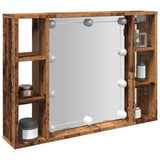Vidaxl spiegelkast met led 76x15x55 cm bewerkt hout oud houtkleurig