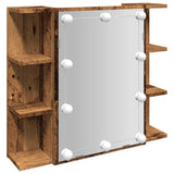 Vidaxl spiegelkast met led-verlichting 70x16,5x60 cm oud houtkleurig