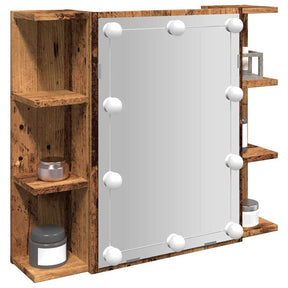Vidaxl spiegelkast met led-verlichting 70x16,5x60 cm oud houtkleurig