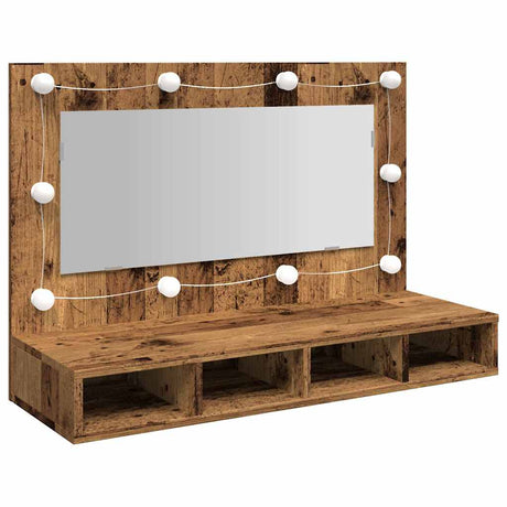 Vidaxl spiegelkast met led-verlichting 90x31,5x62 cm oud houtkleurig