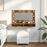 Vidaxl spiegelkast met led-verlichting 90x31,5x62 cm oud houtkleurig