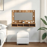 Vidaxl spiegelkast met led artisan eiken 90x31,5x62 cm