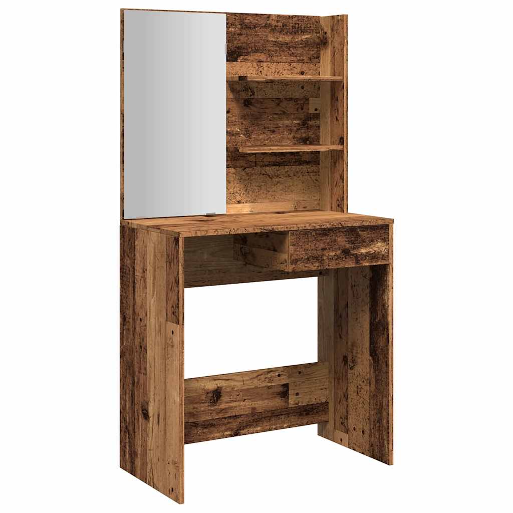 Vidaxl kaptafel met spiegel 74,5x40x141 cm oud houtkleurig