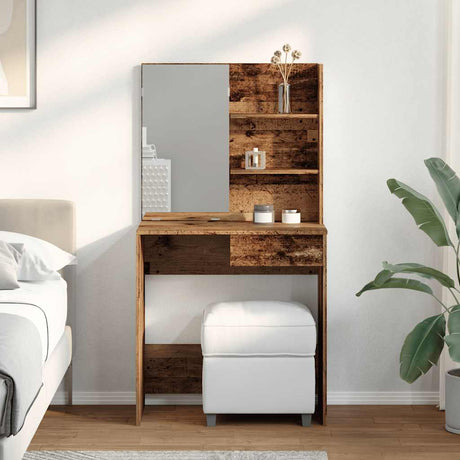 Vidaxl kaptafel met spiegel 74,5x40x141 cm oud houtkleurig