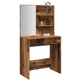 Vidaxl kaptafel met spiegel 74,5x40x141 cm oud houtkleurig