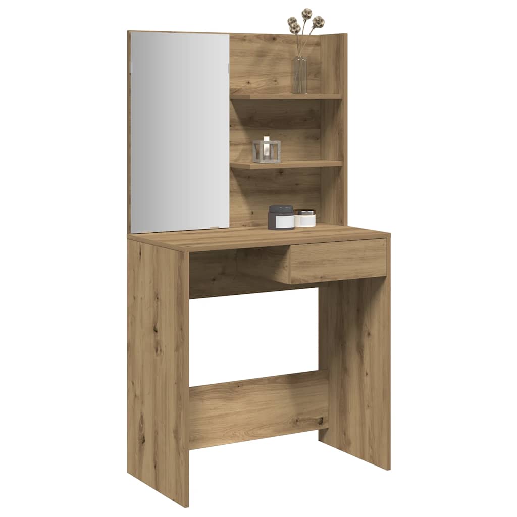 Vidaxl kaptafel met spiegel 74,5x40x141 cm artisanaal eikenkleur