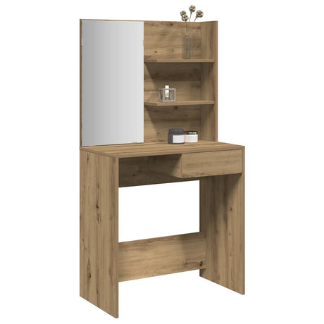 Vidaxl kaptafel met spiegel 74,5x40x141 cm artisanaal eikenkleur