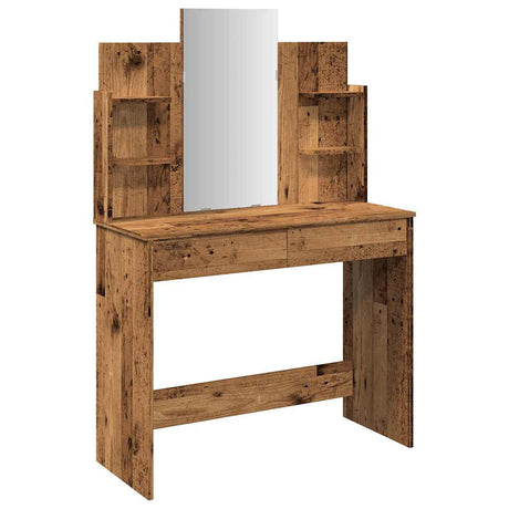 Vidaxl kaptafel met spiegel 96x39x142 cm oud houtkleurig