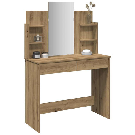 Vidaxl kaptafel met spiegel 96x39x142 cm artisanaal eikenkleur