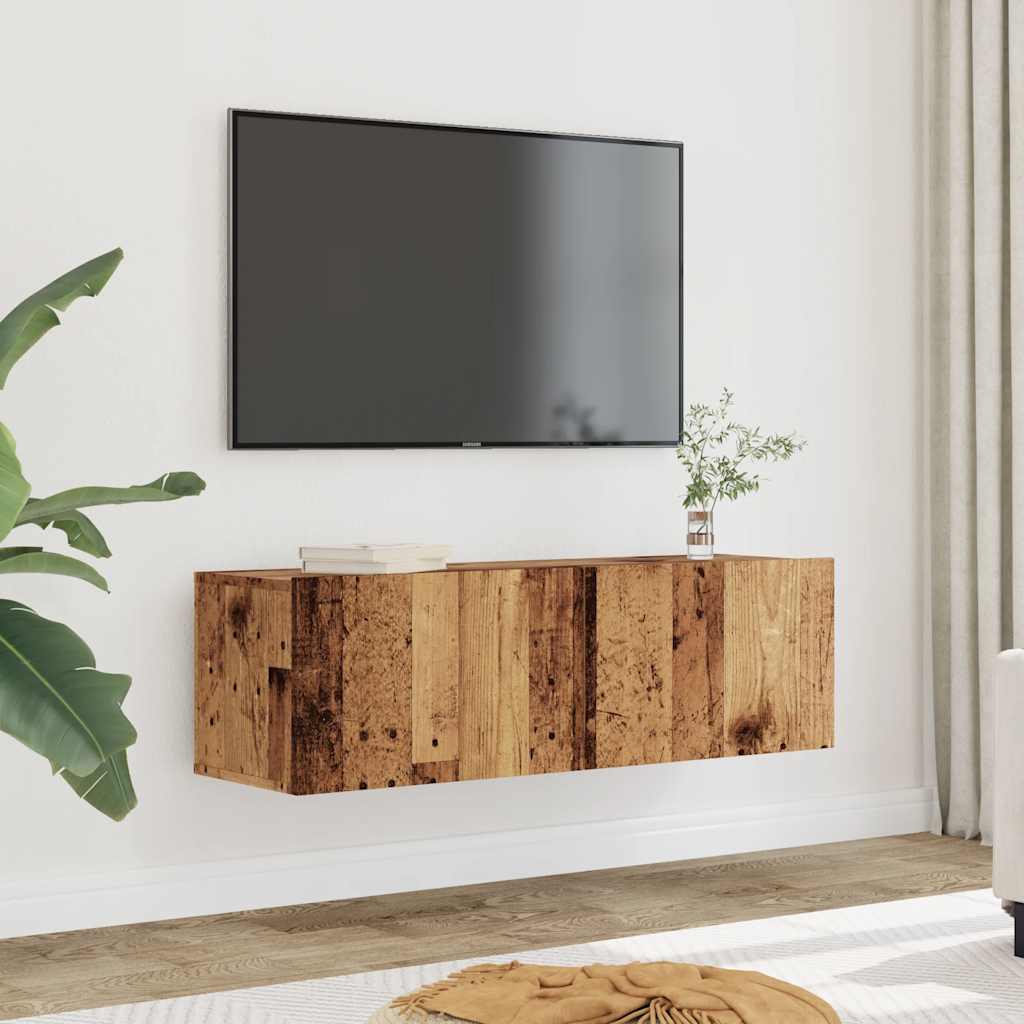 Vidaxl tv-meubels 2 st wandgemonteerd 100x30x30 cm oud houtkleurig