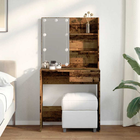 Vidaxl kaptafel met led-verlichting 74,5x40x141 cm oud houtkleurig