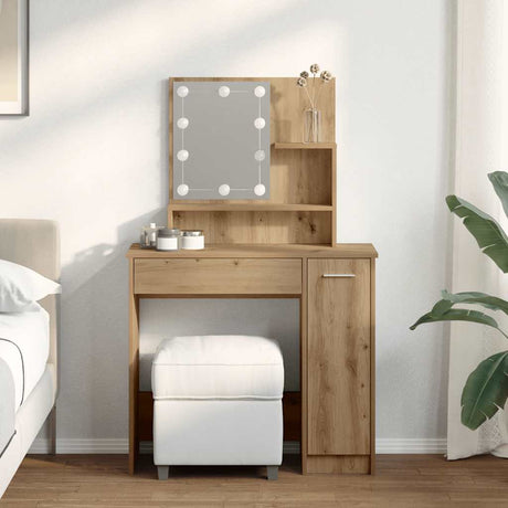 Vidaxl kaptafel met led-verlichting 86,5x35x136 cm artisanaal eiken