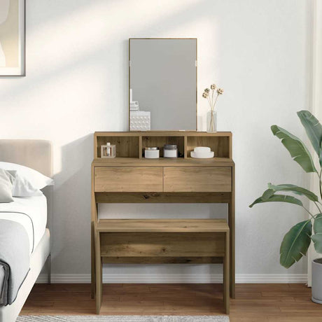 Vidaxl kaptafelkruk 70x35x45 cm bewerkt hout artisanaal eikenkleur