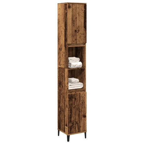 Vidaxl badkamerkast 30x30x190 cm bewerkt hout oud houtkleurig
