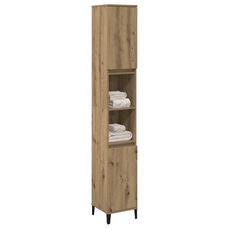 Vidaxl badkamerkast 30x30x190 cm bewerkt hout artisanaal eikenkleurig