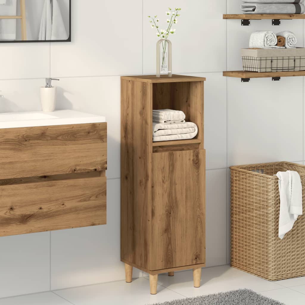 Vidaxl badkamerkast 30x30x100 cm bewerkt hout artisanaal eikenkleurig
