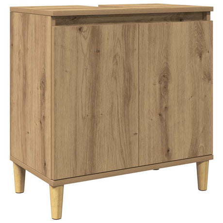 Vidaxl wastafelkast 58x33x60 cm bewerkt hout artisanaal eikenkleur