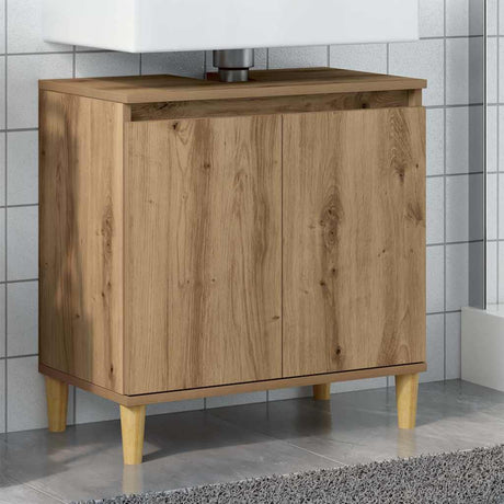 Vidaxl wastafelkast 58x33x60 cm bewerkt hout artisanaal eikenkleur