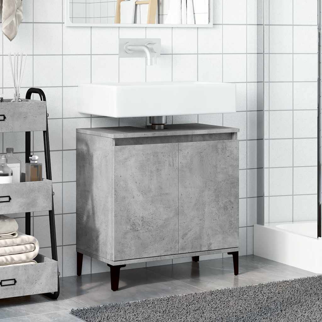 Vidaxl wastafelkast 58x33x60 cm bewerkt hout betongrijs