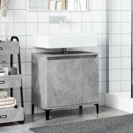 Vidaxl wastafelkast 58x33x60 cm bewerkt hout betongrijs