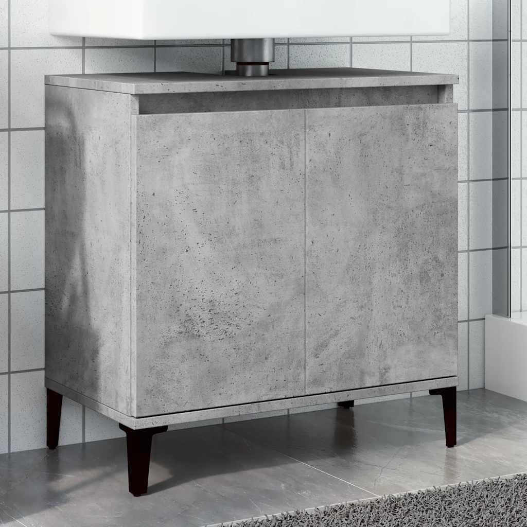 Vidaxl wastafelkast 58x33x60 cm bewerkt hout betongrijs