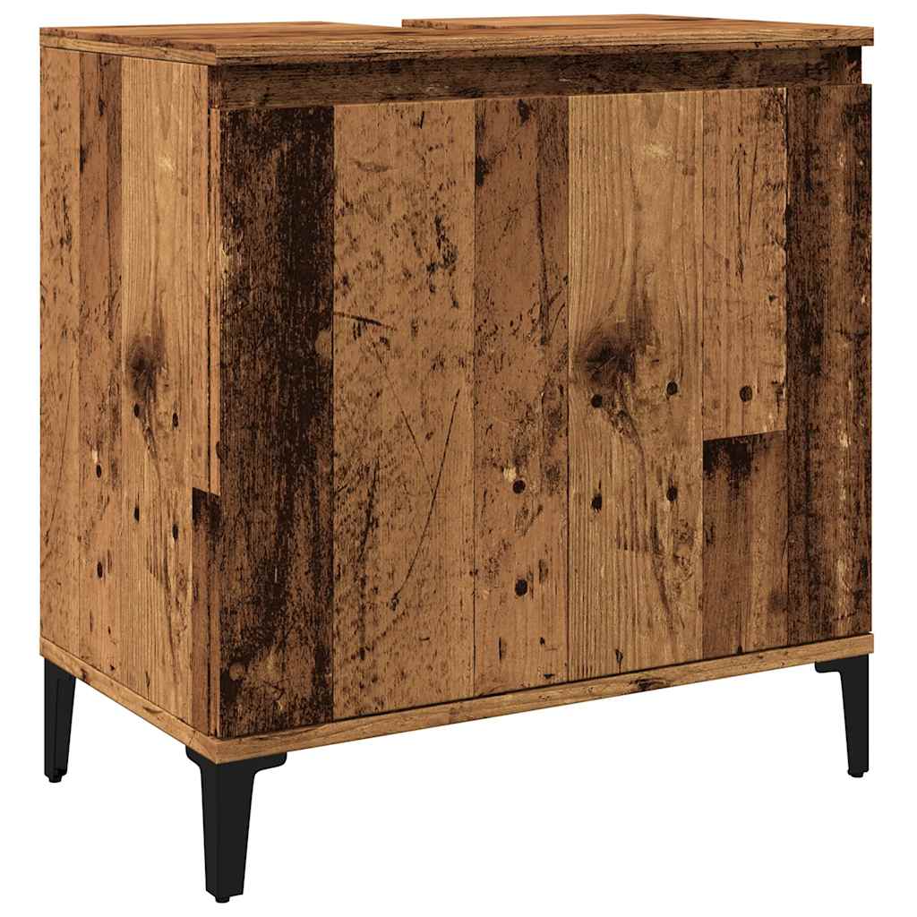 Vidaxl wastafelkast 58x33x60 cm bewerkt hout oud houtkleurig