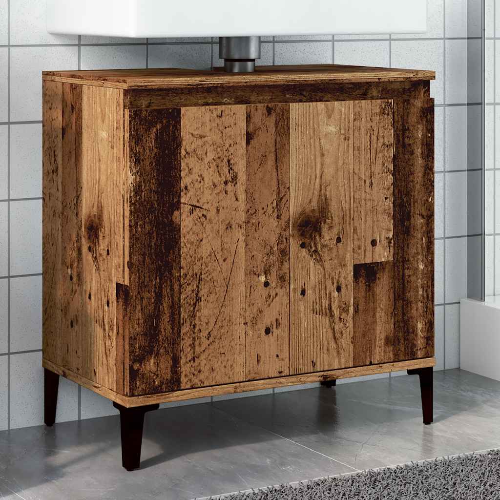 Vidaxl wastafelkast 58x33x60 cm bewerkt hout oud houtkleurig