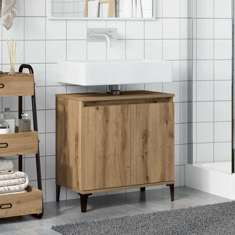 Vidaxl wastafelkast 58x33x60 cm bewerkt hout artisanaal eikenkleur